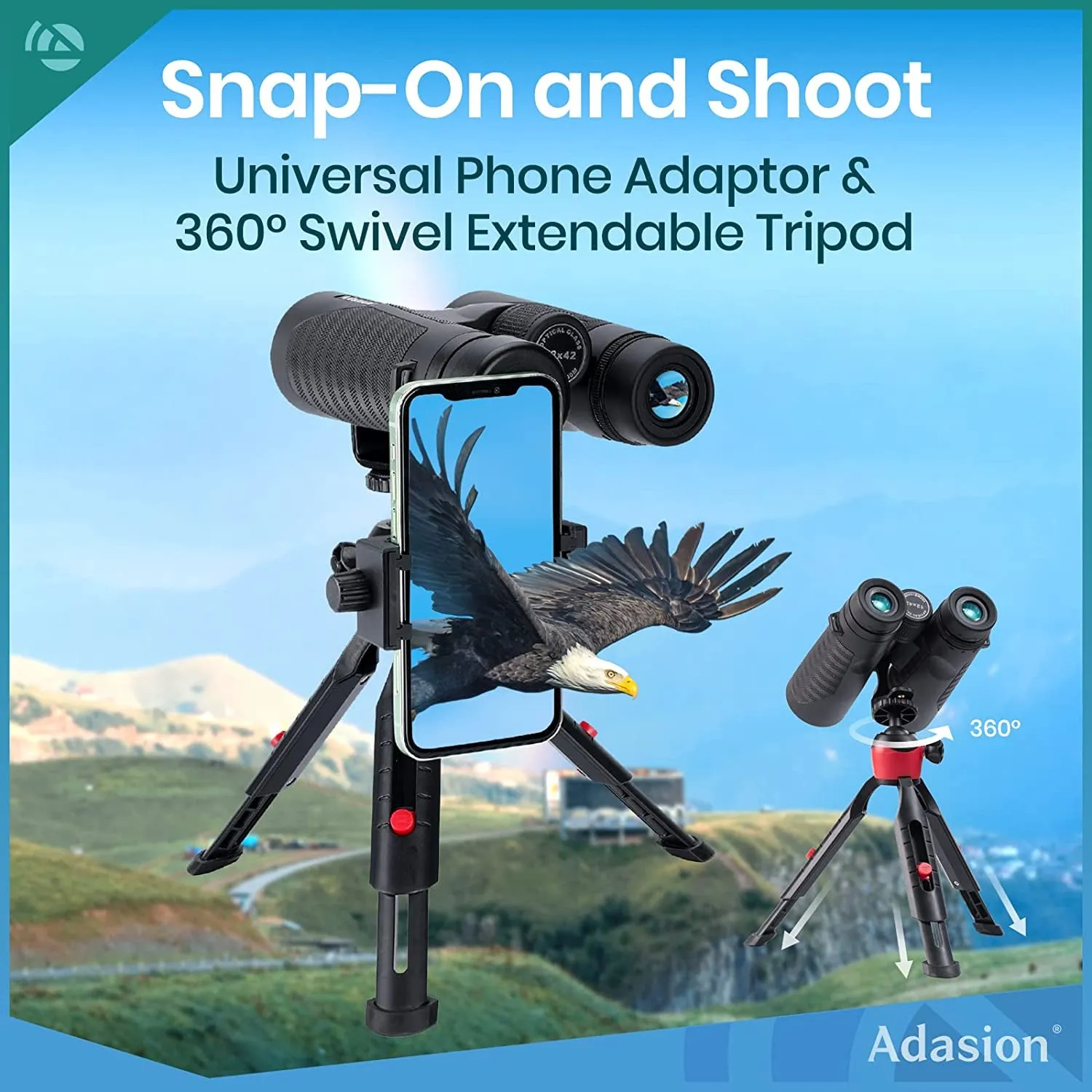 12X42 HD Binoculars for Adults High Powered with Phone Adapter and Tripod, Super Bright Waterproof Binoculars for Bird Watching Cruise Ship Hiking Travel Sports