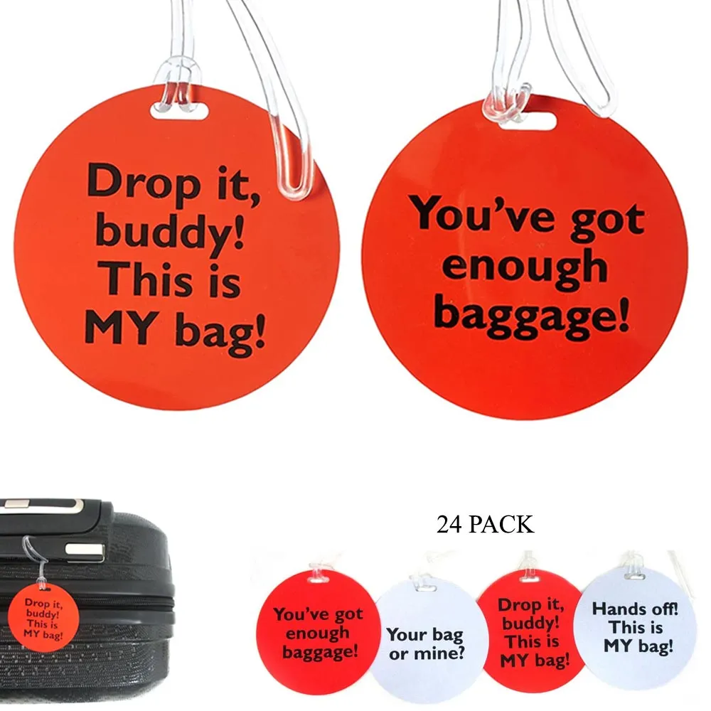24 Funny Luggage Tag Baggage Handbag Travel Suitcase Bag Tags with Name ID Card