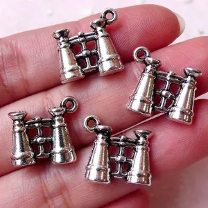 3D Binoculars Charms Field Glasse Charm Binocular Telescopes Charm (4pcs / 16mm x 15mm / Tibetan Silver / 2 Sided) Keychain Bookmark CHM1355