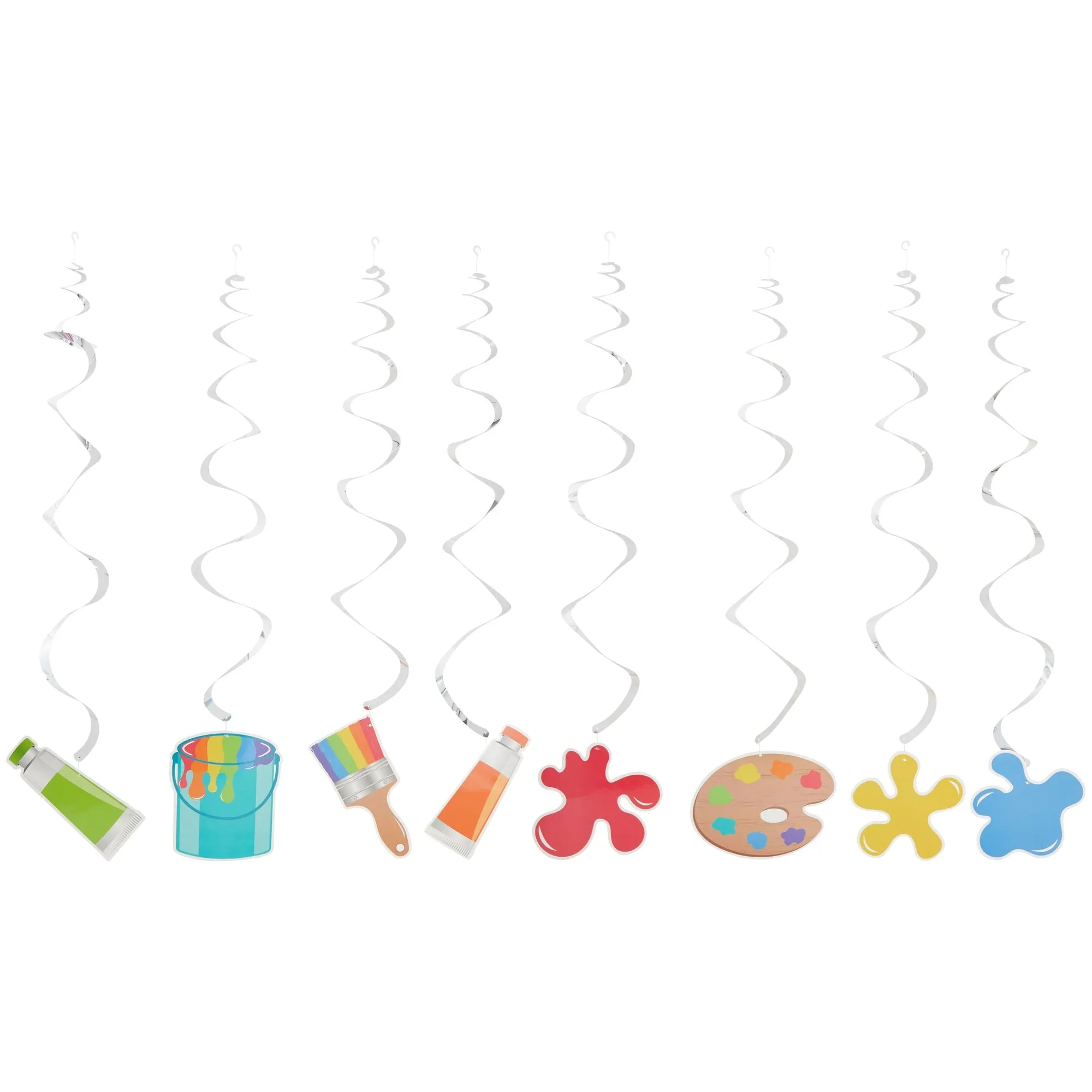 59 Piece Art Birthday Party Decorations Kit with Balloons, Banner, Swirl Cutouts, Honeycomb Table Centerpieces