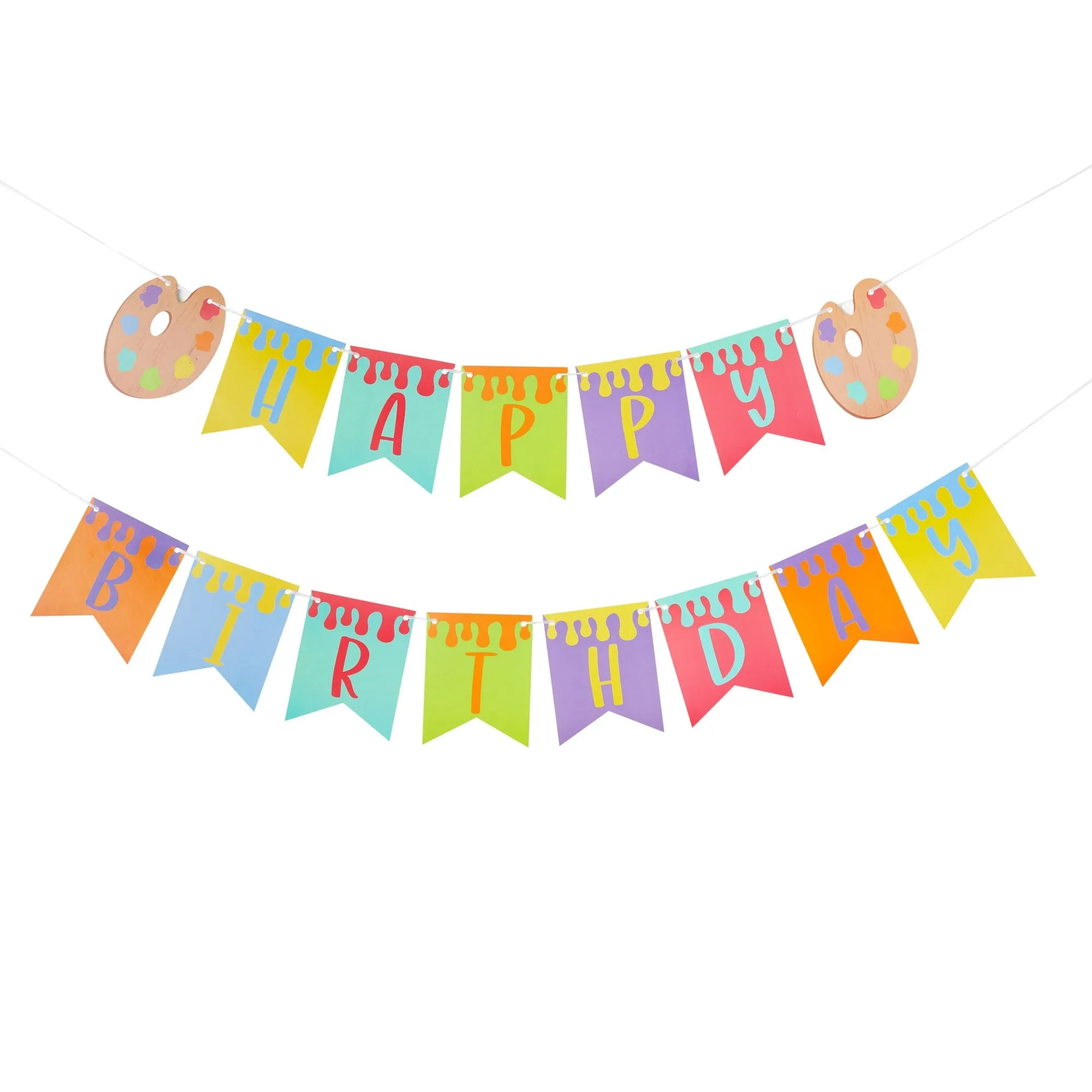 59 Piece Art Birthday Party Decorations Kit with Balloons, Banner, Swirl Cutouts, Honeycomb Table Centerpieces