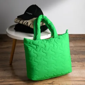Accessorize London Women's Green Quilted Shopper Bag