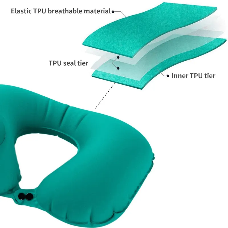 Air Pump U-Shape Inflatable Travel Neck Pillow 150P 183131 Black - Shop Now For Best Deals
