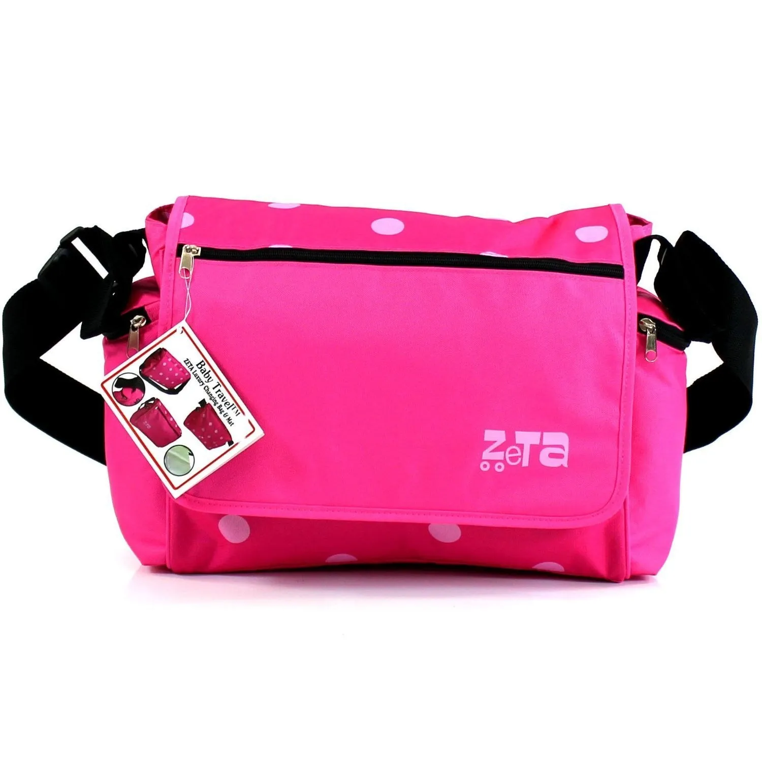 Baby Travel Zeta Changing Bag Raspberry Pink Dots (Clearance)