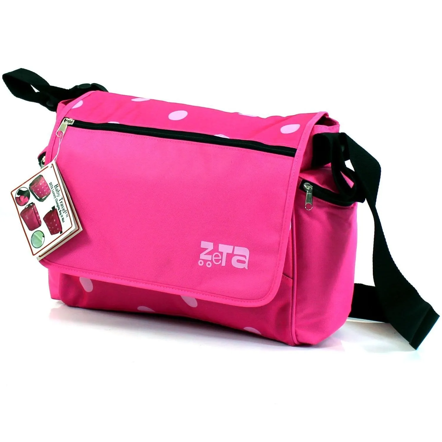 Baby Travel Zeta Changing Bag Raspberry Pink Dots (Clearance)