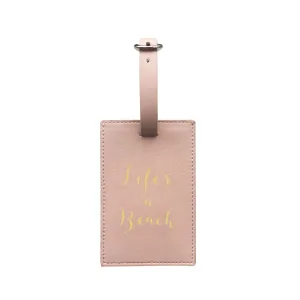 Bombay Duck - Life's A Beach - Soft Pink/Gold Luggage Tag - Printed Faux Leather