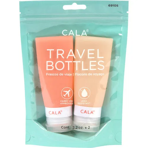 Cala Silicone Travel Bottles: Coral (2 Bottles / 2.2Oz )