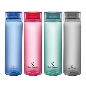 Homestic BPA Free Plastic Water Bottles | Breakproof, Leakproof, Food Grade PET Bottles | Water Bottle for Kids & Adults | Plastic Bottle Set of 4 |Assorted