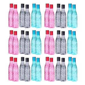 Kuber Industries Set of 6 Plastic Water Bottle | 1 Litre Round Plastic Water Bottle | Refrigerator Safe and BPA free PET Water Bottle |Perfect For School College Work Gym | Pack of 6 | Assorted