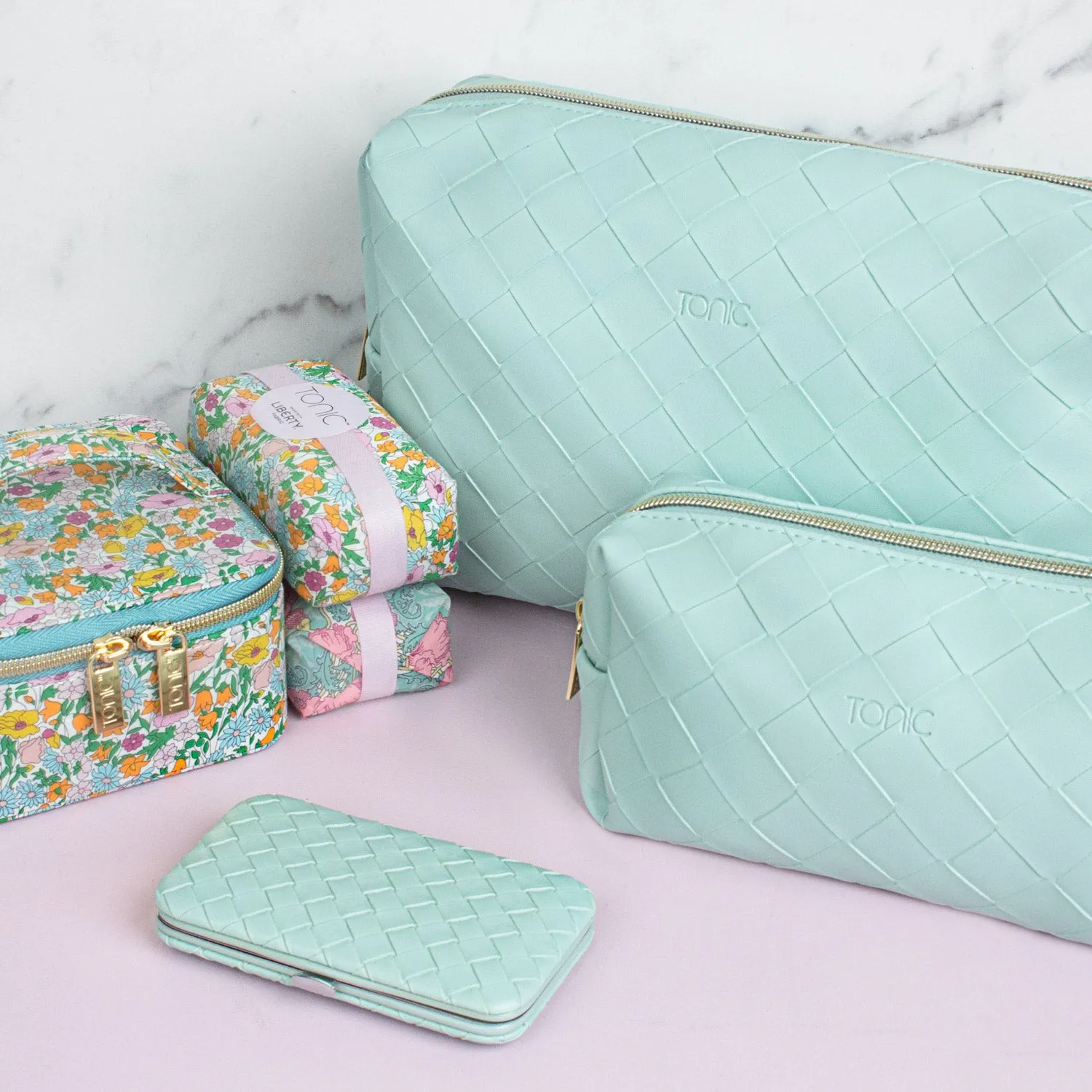 Large Beauty Bag - Woven Teal