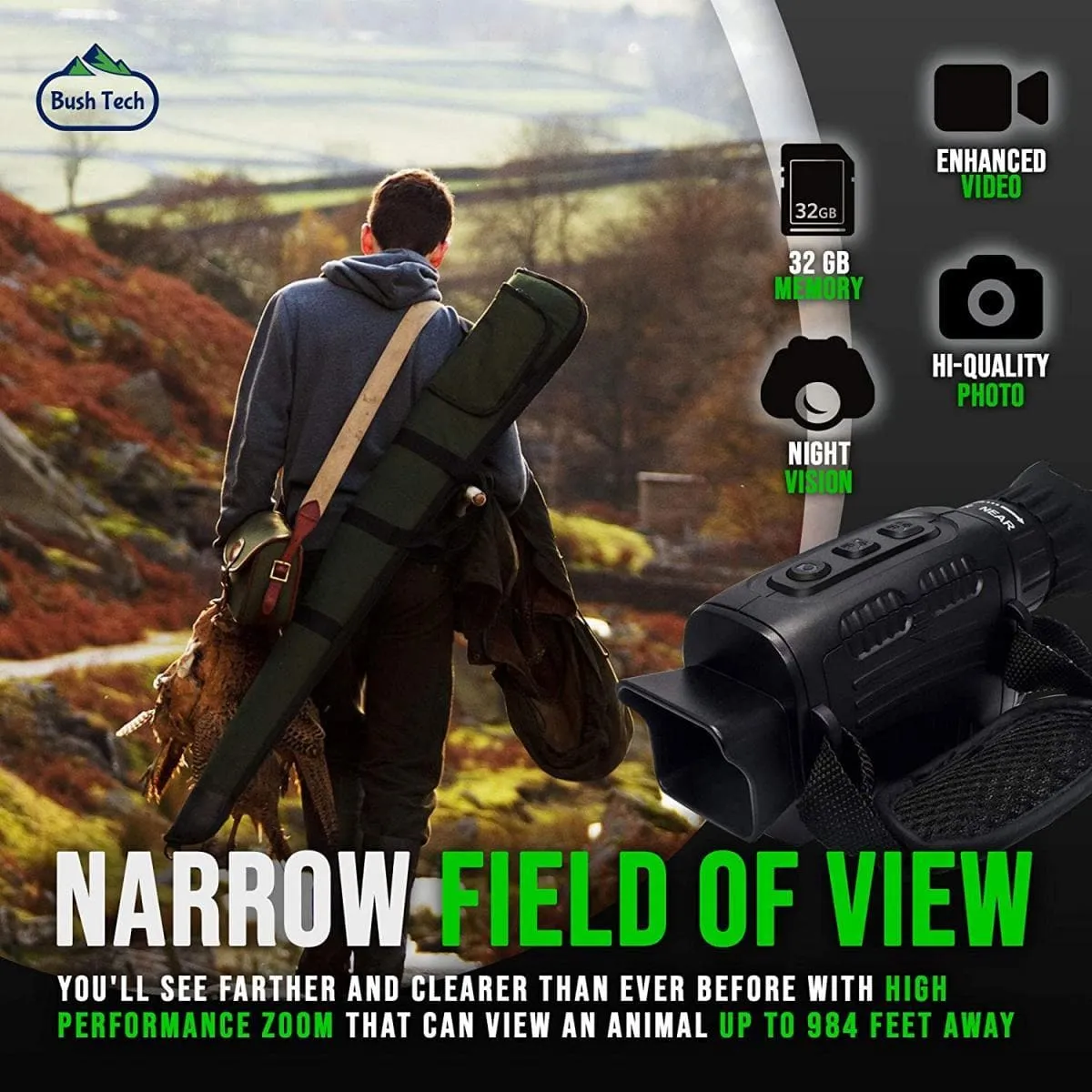 NV3185 Monocular night vision device, portable digital LCD infrared night vision device