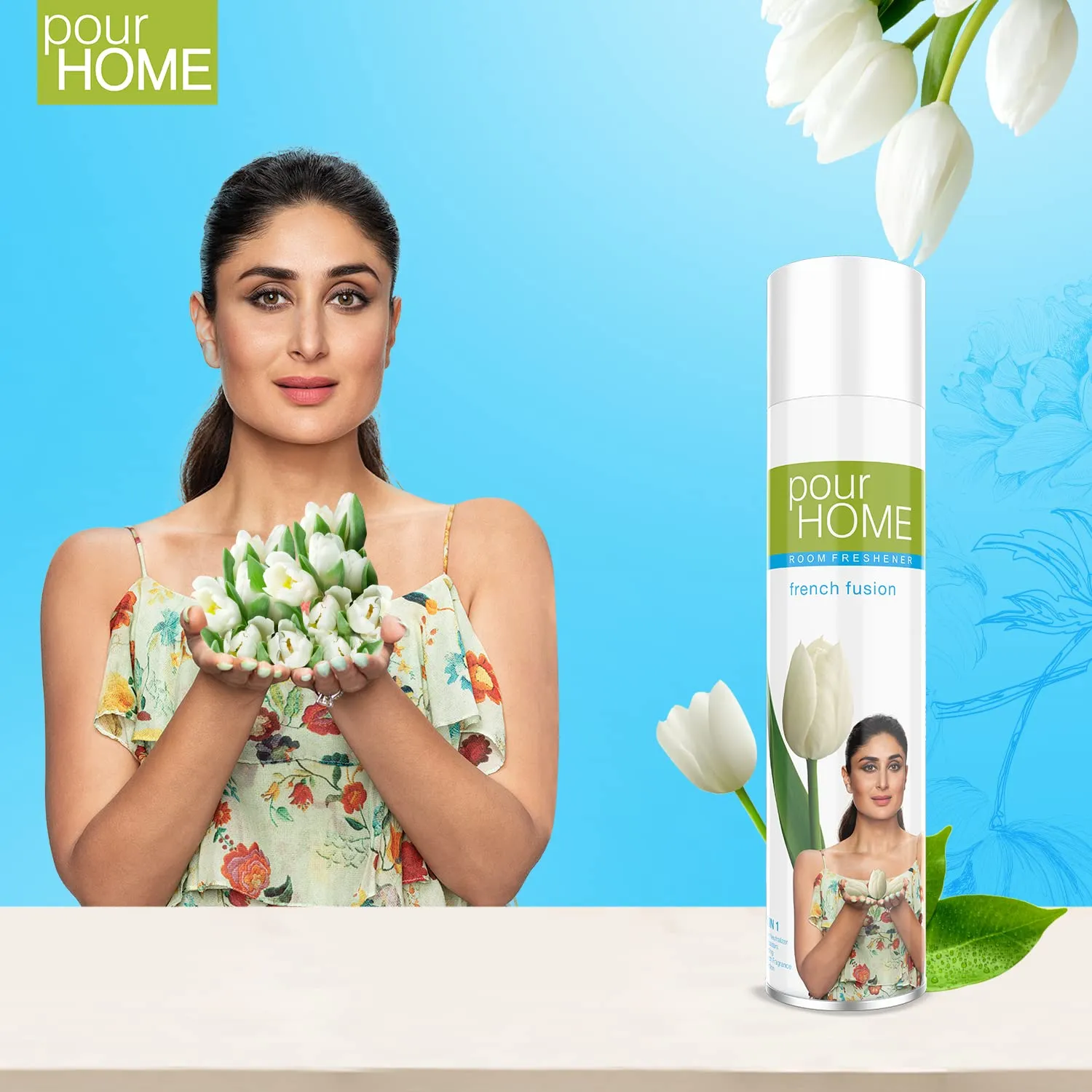 POUR HOME French Fusion Room Air Freshener Spray - 220ML Each (Pack of 2) | Long-Lasting Fragrance - Reduces Odours - Suitable for Home & Office