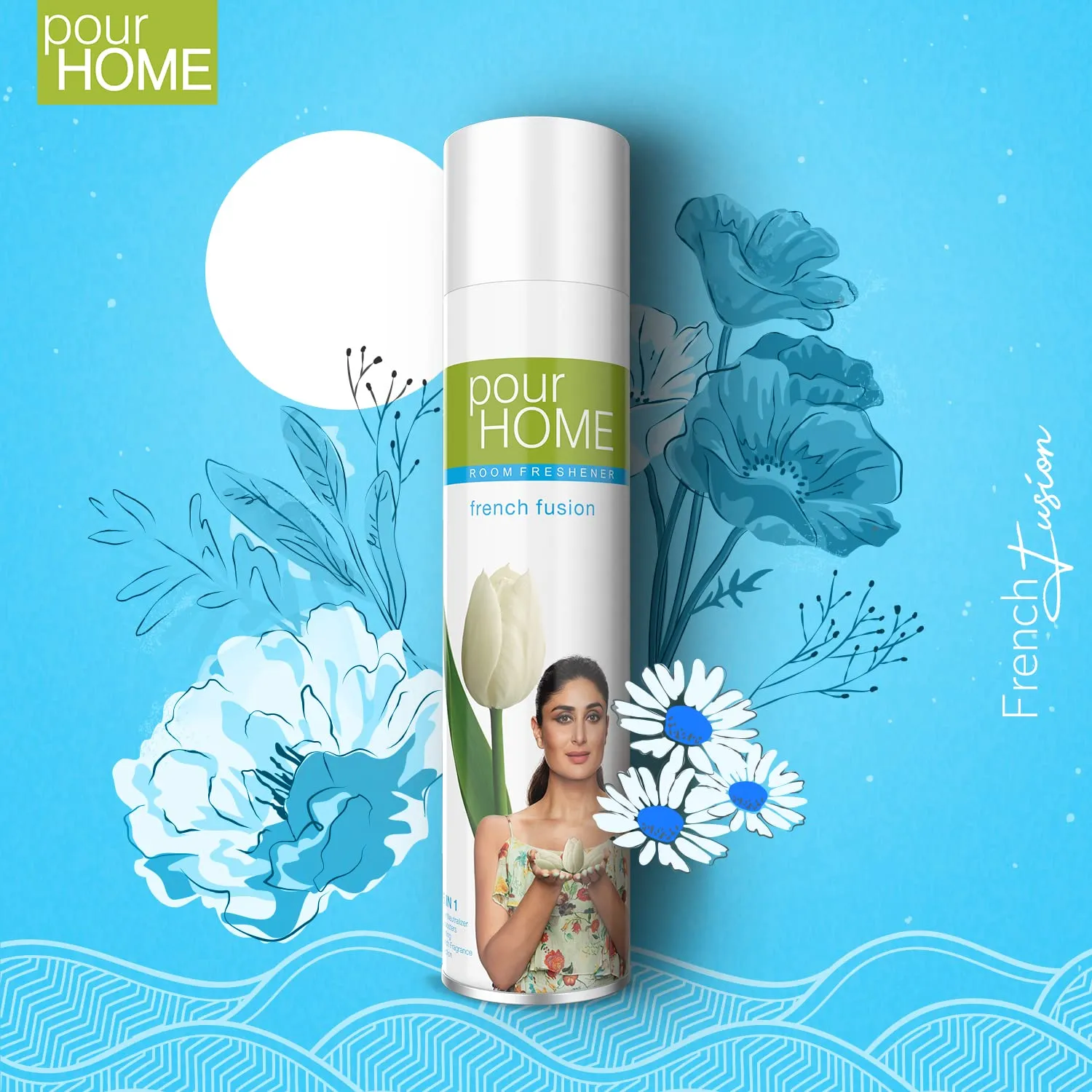 POUR HOME French Fusion Room Air Freshener Spray - 220ML Each (Pack of 2) | Long-Lasting Fragrance - Reduces Odours - Suitable for Home & Office