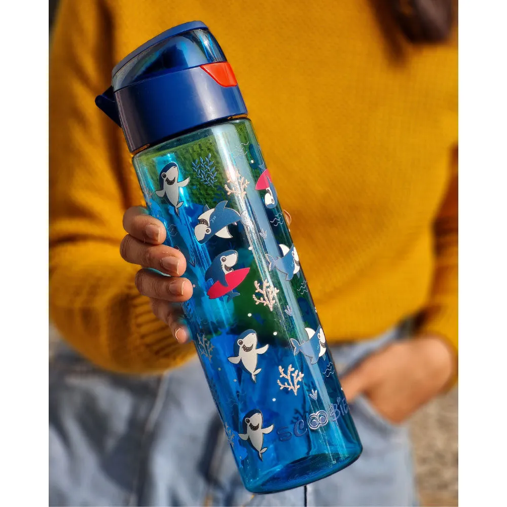 Scoobies Tritan Bottle | Shark Design | With Push Lock Button | Easy to Carry | 750 ML
