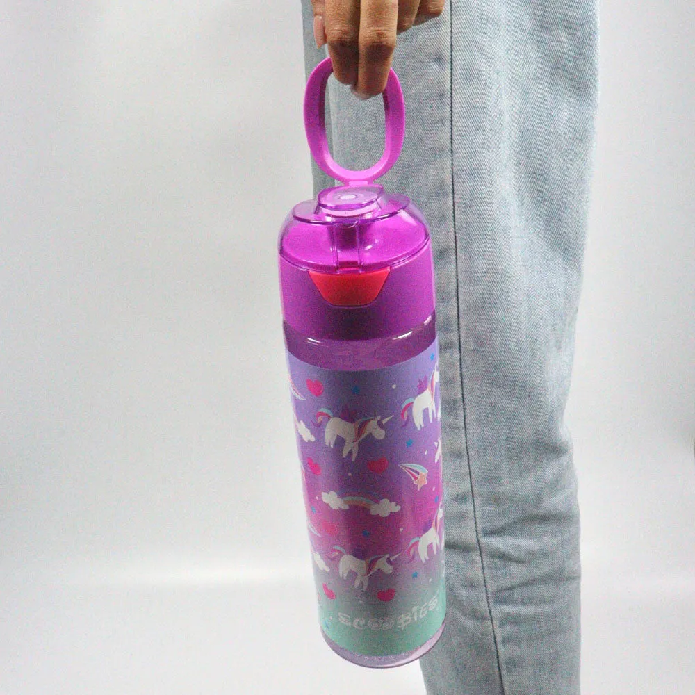 Scoobies Tritan Bottle | Unicorn Design | With Push Lock Button | Easy to Carry | 750 ML