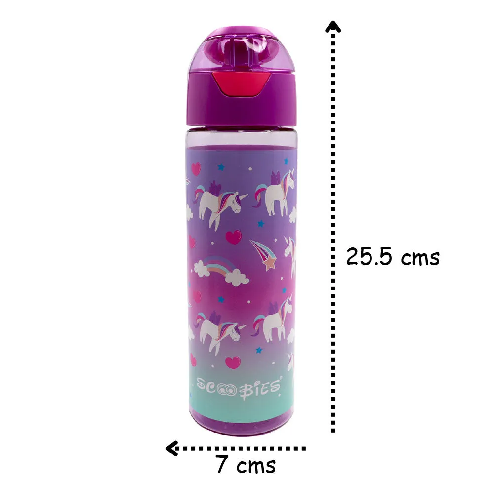 Scoobies Tritan Bottle | Unicorn Design | With Push Lock Button | Easy to Carry | 750 ML