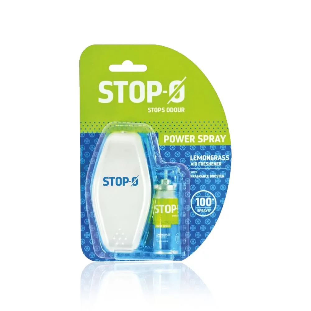 Stop-O One Touch Power Spray| Pack of 3 Lemongrass Air Freshener Spray for Bathroom/Toilet |Fresh Lemongrass Fragrance | 1 Dispenser   1 Refill per pack