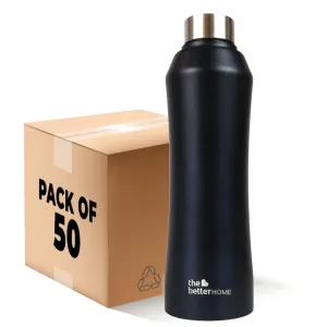 The Better Home Stainless Steel Water Bottle 1 Litre | Non-Toxic & BPA Free Water Bottles 1  Litre | Rust-Proof, Lightweight, Leak-Proof & Durable Steel Bottle For Home, Office & School (Pack of 50)
