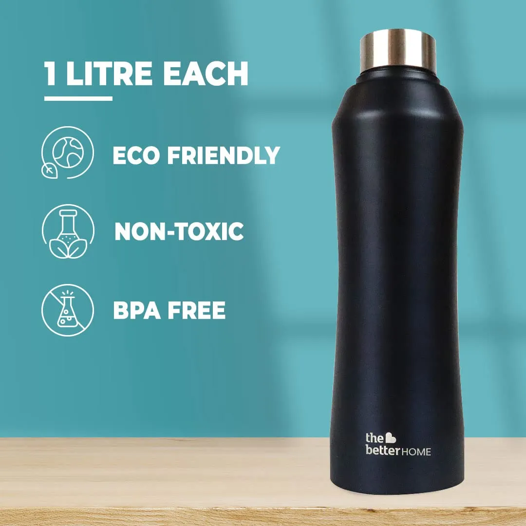 The Better Home Stainless Steel Water Bottle 1 Litre | Non-Toxic & BPA Free Water Bottles 1  Litre | Rust-Proof, Lightweight, Leak-Proof & Durable Steel Bottle For Home, Office & School (Pack of 50)