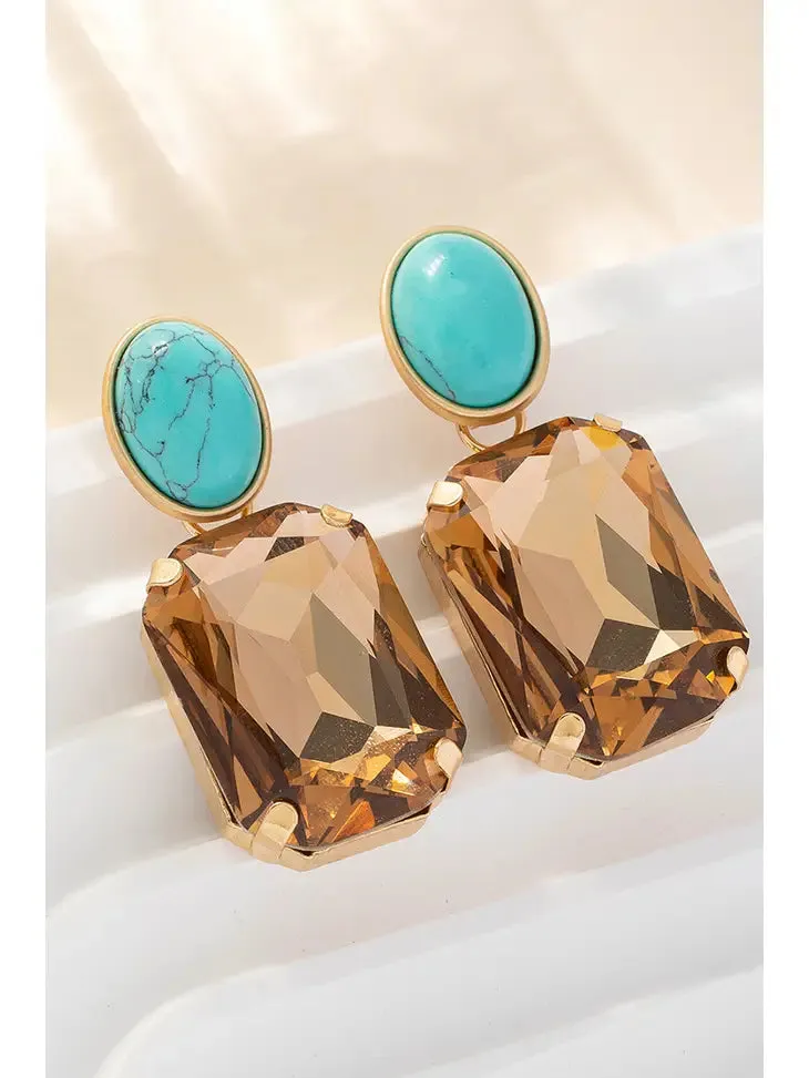 Turquoise Fashion Baguette Earrings