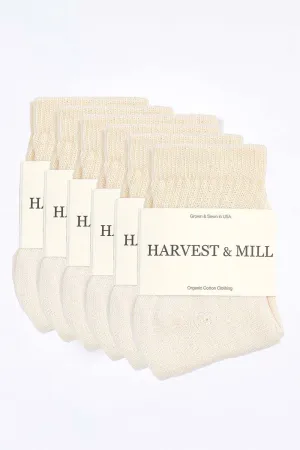 Women's 6 Pack Organic Cotton Socks Natural-White Ankle
